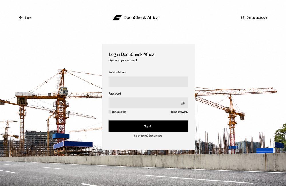 DocuCheck Africa — Sign in preview